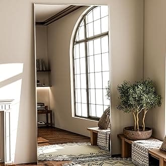 GLSLAND 71"x31" Full Length Mirror Extra Large Hanging or Leaning Rectangle Mirror Aluminum Alloy Thin Frame Bedroom Floor Dressing,Silver