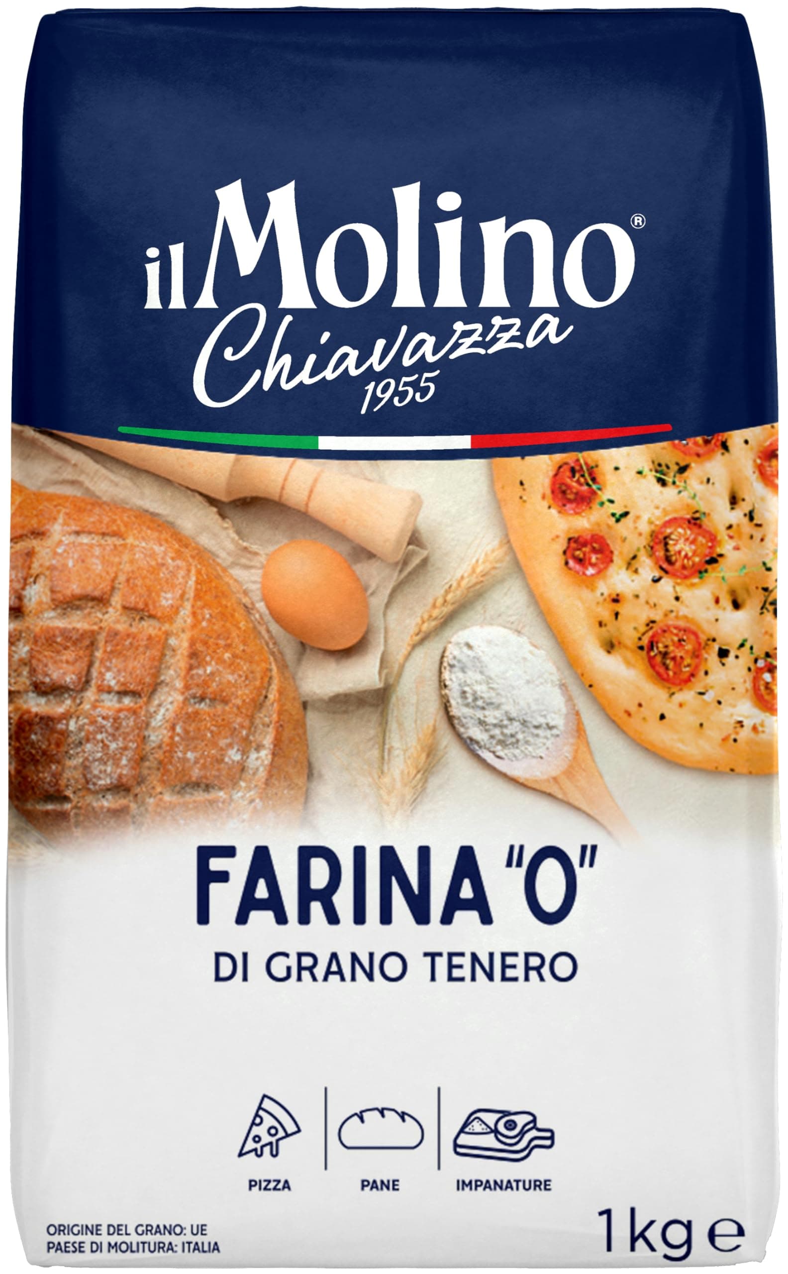 il Molino Chiavazza Type '0' Soft Wheat Flour 1kg | Italian Type 0 Strong Bread Flour | Multipurpose Flour Ideal for Breads, Pizza & Focaccia