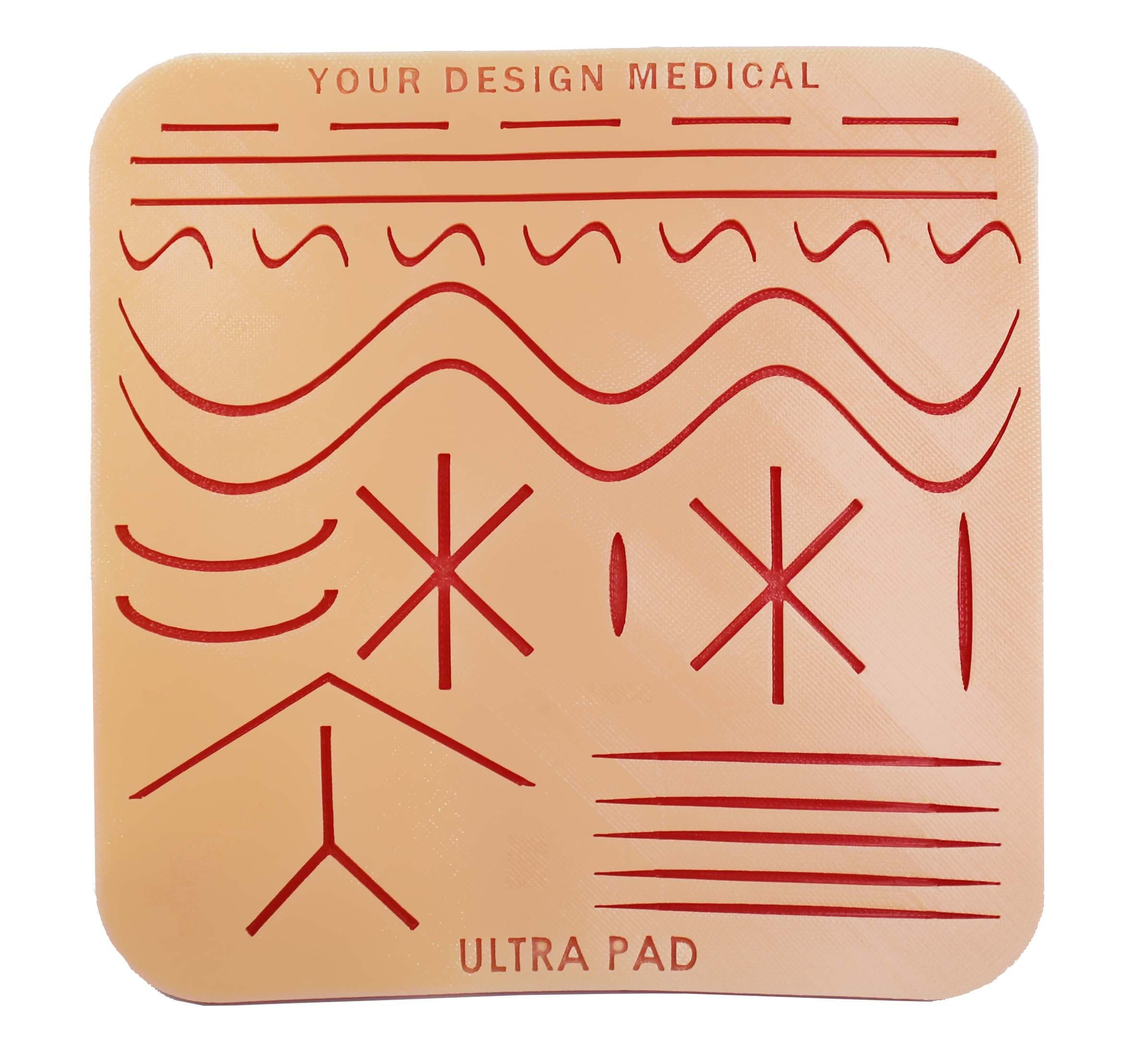 Extra Large UltraPad 3-Layer Suture Pad (8x8) w/ 28 Precut Wounds - Handmade in The USA with Silicone Rubber