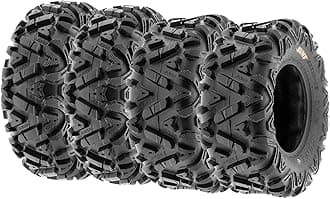 Set of 4 SunF Power.I AT 24x8-12 Front & 25x11-10 Rear ATV UTV all-terrain Tires, 6 PR, Tubeless A033