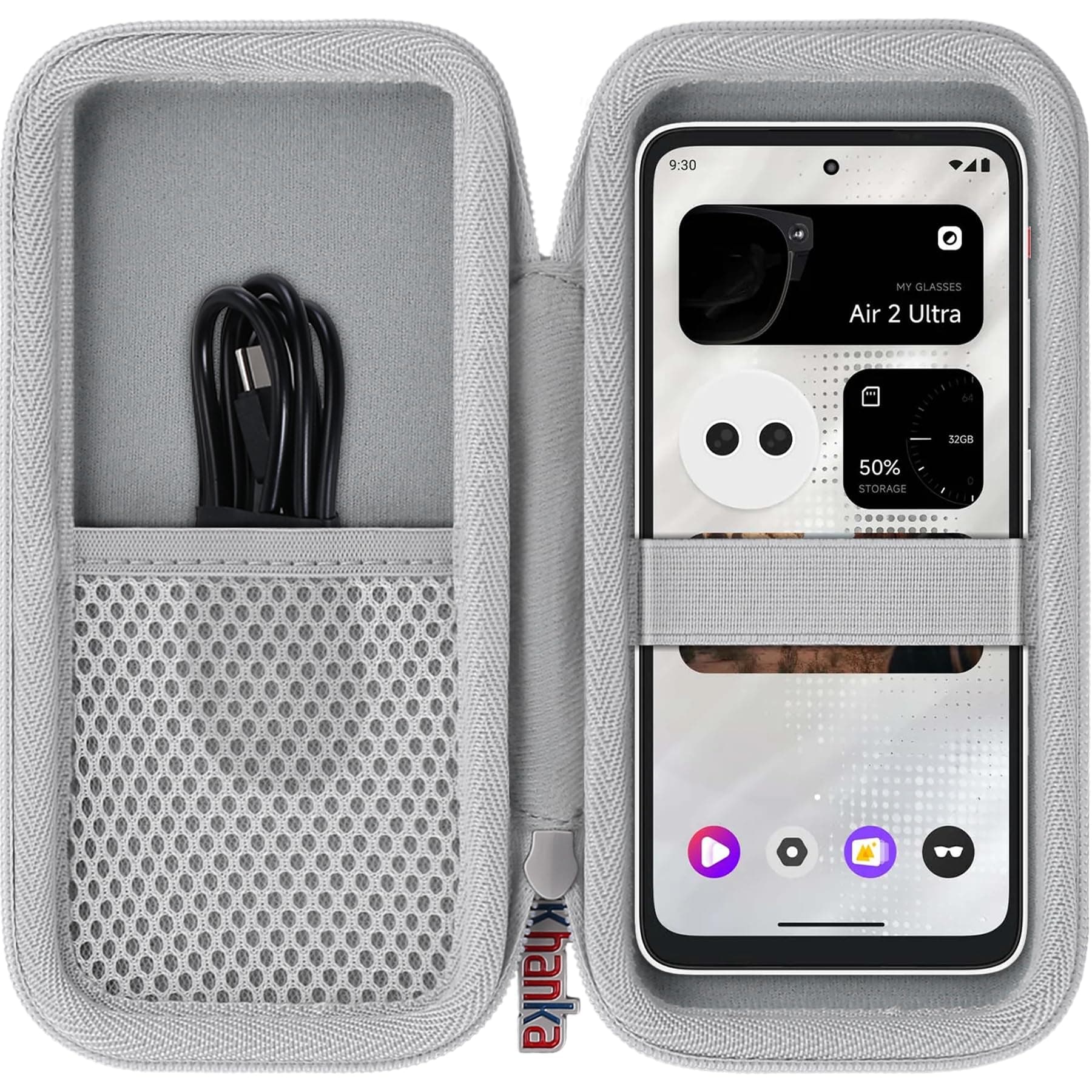 Khanka Hard Case for XREAL Beam Pro,Protective Storage Cover Compatible with XREAL Beam Pro with Lanyard(Case Only) Grey