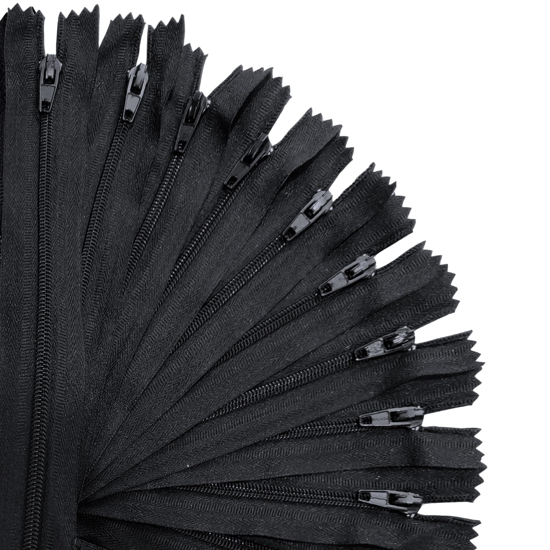 KGS Zippers for Sewing Crafts | 20 Pieces per Pack | Single Color #3 Nylon Zippers for Making Bags, Pouches, Pillow Covers and Sewing Craft Projects (Black, 9 Inch (20 Pieces))