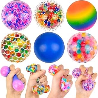 Stress Balls Fidget Toys, 6 Pcs Squishy Anti Stress Ball Sensory Squeeze Ball Toys Squish Ball, Easter Basket Fillers for Kids and Adults, Stress Relief Toys Easter Gifts