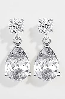 Earrings for Women and Girls | Multicolor Stone Crystal | Silver Tone Drops | Oval Shaped | Birthday Gift for Girls and Women Anniversary Gift for Wife