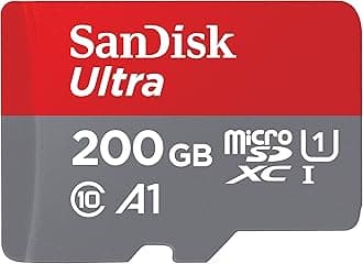 SanDisk Ultra 200GB microSDXC Memory Card + SD Adapter with A1 App Performance up to 100MB/s, Class 10, U1 - Amazon exclusive packaging