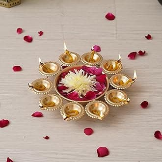 Webelkart Diya Shape Flower Decorative Urli Bowl for Home Decor Bowl for Floating Flowers and Tea Light Candles Home,Office and Table Decor| Decorative Items for Home (Designs-2)