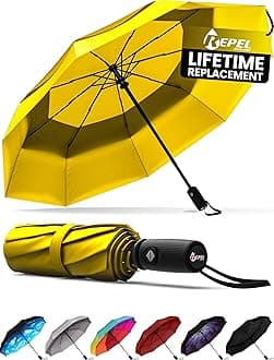 - REPEL Windproof Travel Umbrella - Compact & Withstands Winds up to 85MPH , Strongest Premium Auto Folding Umbrella for Rain and Sun - Durable, Light & Portable for Women & Men , Fits Backpack & Cars
