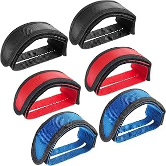 3 Pairs Bike Pedal Straps Bicycle Feet Straps Cycling Adhesive Pedal Toe Clip Belt for Fixed Gear Bike(Red, Black, Blue)
