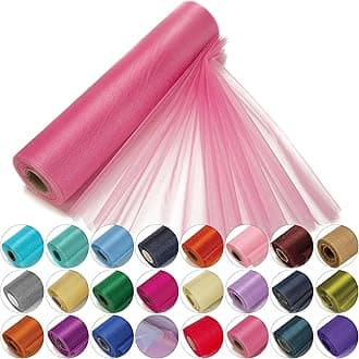 29cm x 25m Roll of Organza Sheer Fabric - Elegant Decorative Cloth for Wedding Chair Bows, Table Runners, Party Favours - Crafting Supplies for Ribbons, Dress Accents,and Bags, Rose Pink