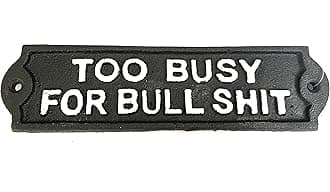 SUREG Funny Cast Iron Wall Plaque Home Office Mancave Decoration Various Designs (Too Busy For Bullshit)