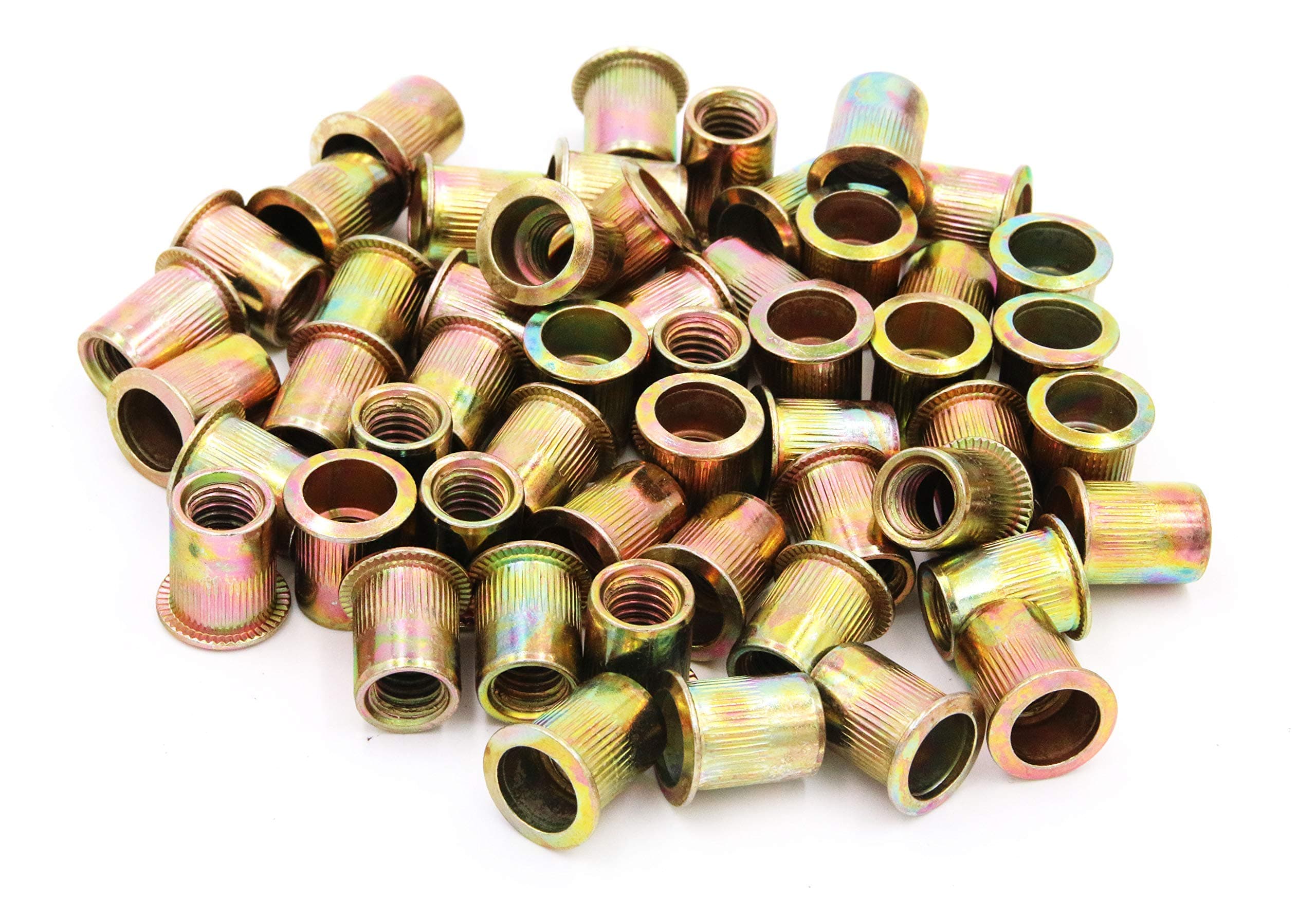 Zinc Plated Carbon Steel Rivet Nut Flat Head Insert Nutsert Pack of 50 (3/8-16)