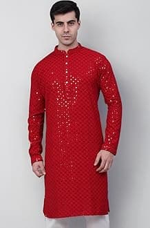 Jompers Men's Chikankari Embroidered and Sequence Kurtas