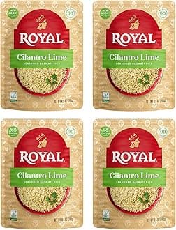 Royal Cilantro Lime Basmati Rice - Ready to Heat Basmati Rice - (4 Pack) 8.5 oz Microwaveable Pouch
