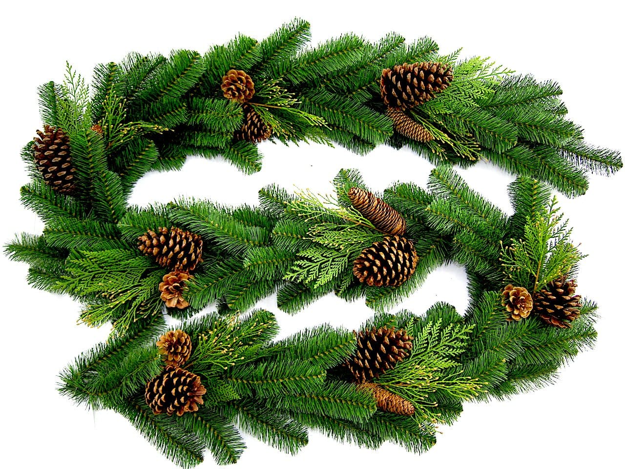 Fine Expectations Juniper Pine Garland, 9' by 14", Natural Looking Texture and Color of Freshly Cut Needles, Select Pine Cones & Cedar Sprigs, Designer Preferred for Holiday and Christmas Decorating