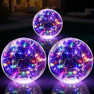 Solar Floating Pool Lights, 14 Inch Colorful Solar Pool Light Balls, Floating Glow Globe IP68 Waterproof, Inflatable Solar Lights up Balls for Swimming Pool Pond Outdoor Decor -1PC