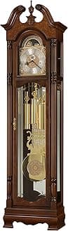 Howard Miller Csuri Floor Clock II, Analog Display with Single Chime Movement & Bordeaux Finish Illuminated Case, Adjustable Levelers Grandfather Vertical Home Decor for Living Room and Office