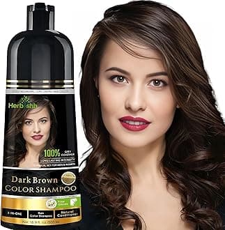 Herbishh Hair Colour Shampoo (Dark Brown, 500Ml) - Ammonia Free, Color For Women & Men | Permanent Hair Dye Shampoo with 100% Grey Coverage Up To 8 Weeks