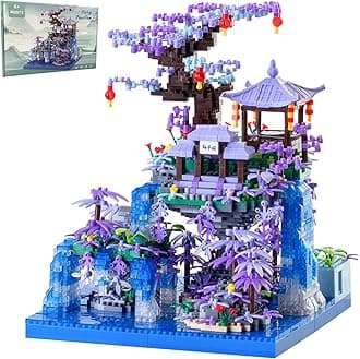 Cherry Blossom Tree House Micro Building Blocks Set,Peach Blossom Pond Flowers Bricks Architecture Kit with LED Light Gifts for Adults and Kids（2500+Pieces）