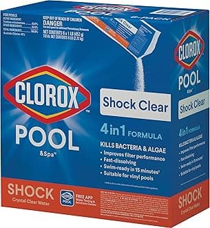 CLOROX Pool&Spa Shock Clear, for Crystal Clear Swimming Pool Water, Swim-ready in 15 minutes, Suitable for vinyl pools (6-Pack)