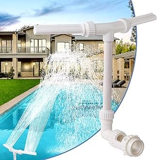 Swimming Pool Waterfall Fountain Spray - 2 Fountain Heads Water Sprinkler, Cool & Warm Pool Spa Water Temperatures, Water Fun Pool Aerator Backyard Decor for Above & In-ground Indoor Outdoor Pools