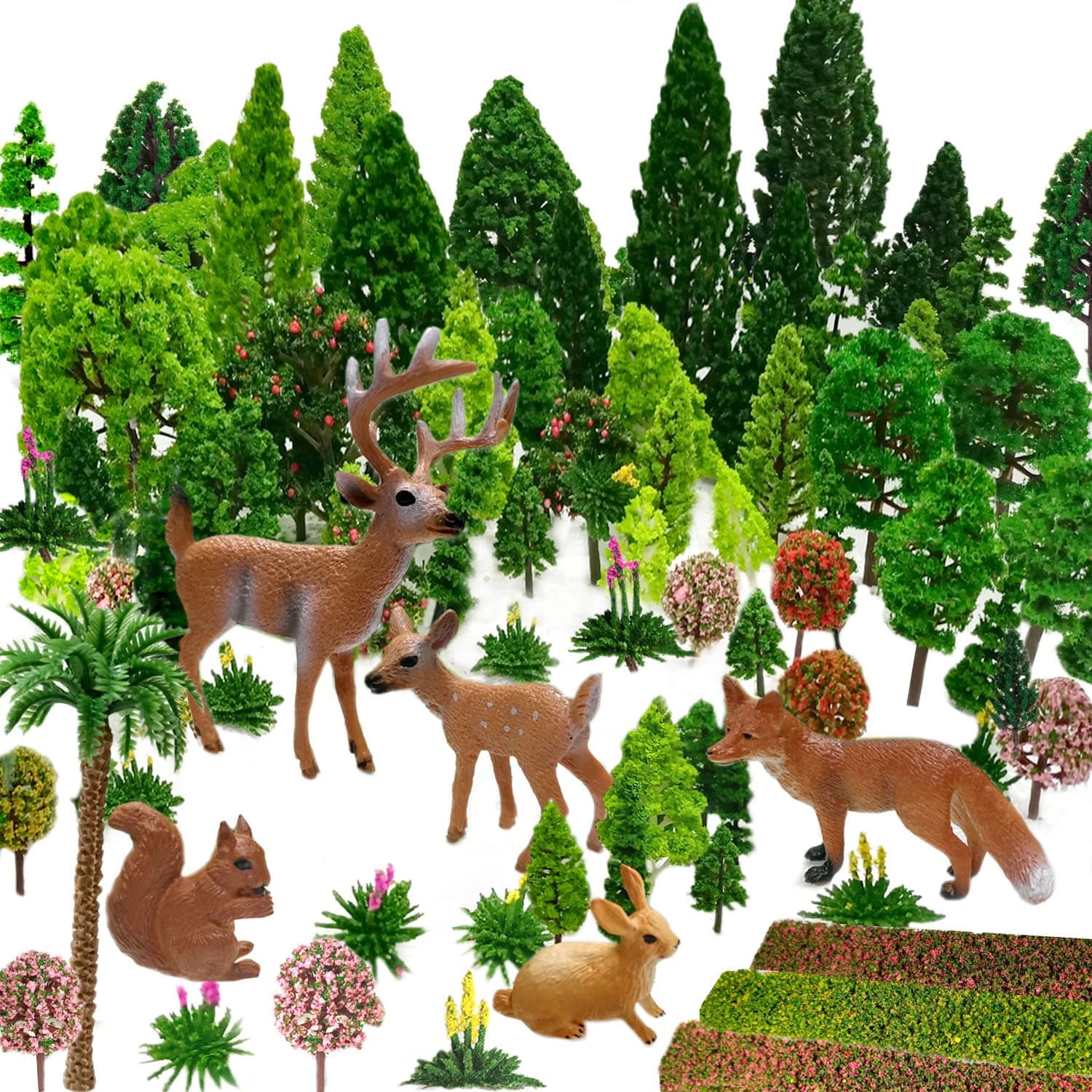 OrgMemory Mixed Model Trees, 4-16 cm, 70pcs, Toy Plastic Trees, Small World T...