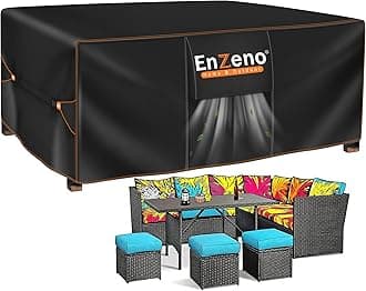 Enzeno Outdoor Garden Furniture Set Covers Waterproof, 420D Oxford Fabric Furniture Covers for Outside,Large Patio Set Cover, Garden Table Cover,Windproof, Anti-UV,Rectangular 242x182x100cm