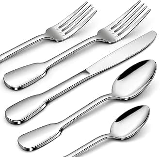18/10 Stainless Steel Flatware, 40-Piece Silverware Set for 8, Premium Cutlery Set for Home Restaurant, Include Knife Fork Spoon, Ergonomic Design Eating Utensils Tableware, Dishwasher Safe