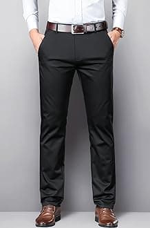 AVANOVA Men's Trousers Light Business Style Slightly Stretch Straight Leg Pants for Outdoor Casual Daily Trouser II Men's Regular Casual Pants Trouser (Trouser 126)