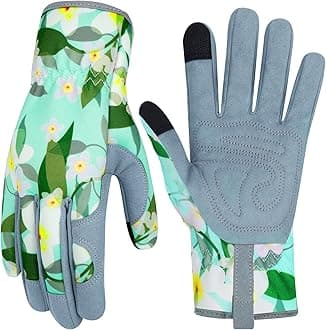 Leather Gardening Gloves for Women Thorn Proof Garden Gloves Touch Screen Working Gloves Gifts,M