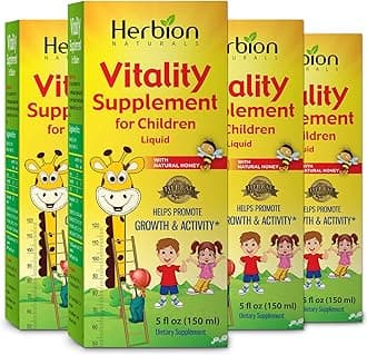 Naturals Vitality Supplement for Children, Promotes Growth and Appetite, Relieves Fatigue, Improves Mental & Physical Performance, for Kids 1 Year & Above, 5 Fl Oz (Pack of 4)