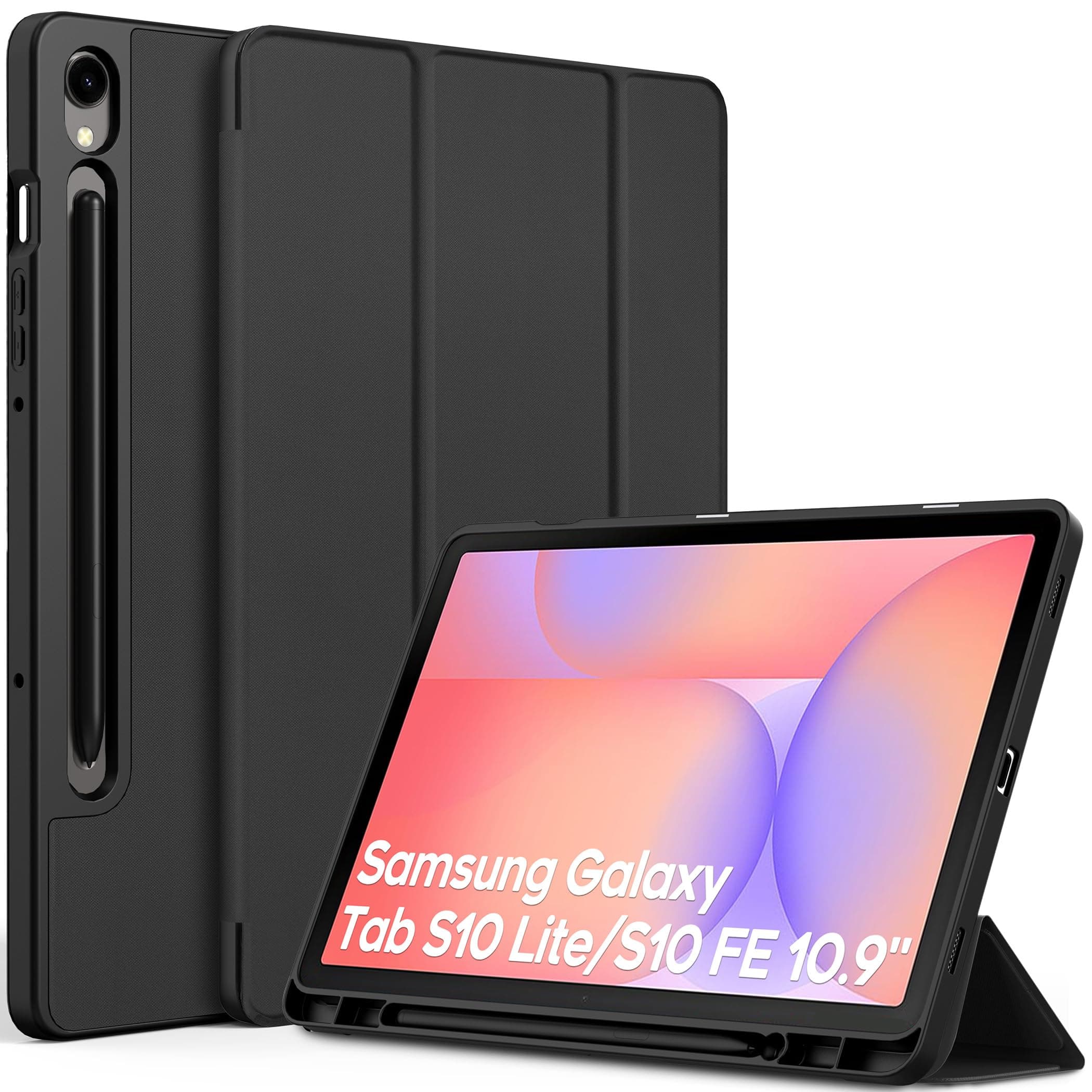 EasyAcc Case for Samsung Galaxy Tab S10 Lite/ S10 FE 2025/ S9 FE 10.9 inch/S9 11 inch 2023 with S Pen Holder (NOT for S9+/S9+ FE) with Stand Function, Black