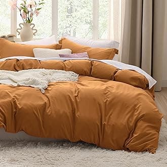 Bedsure Honey Ginger Duvet Cover Queen Size - 3 Pieces Prewashed Cotton-Like Polyester Extra Soft Bedding Set, Includes 1 Duvet Cover 90x90 Inches with Zipper Closure & 2 Pillow Shams, No Comforter