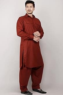 Men's Cotton Blend Pathani Kurta Pyjama Suit