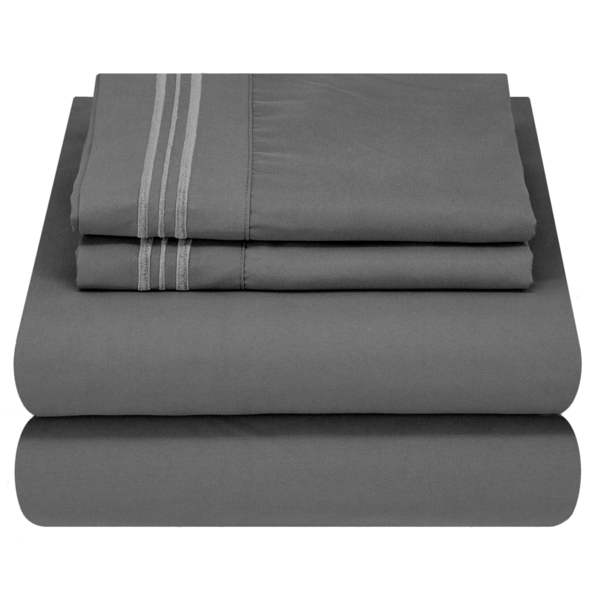 Mezzati Ultra Soft and Lightweight Bed Sheet Set - Brushed Microfiber Bedding for a Comfortable Night's Sleep (Gray, Cal King Size)