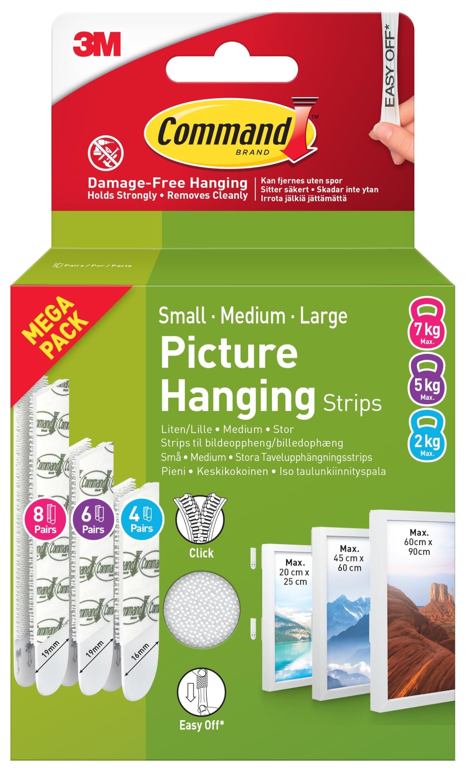 Command Picture Hanging Strips, Value Pack - 8 Large, 6 Medium, 4 Small Pairs | Damage-Free Hanging for Photos, Frames, Mirrors, Wall Décor and Signs