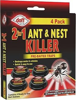 FERRIS | 4pk Ant Killer Bait Station Destroys Ants and their Nests | Ant Traps used Indoors, Kills Ant Colonies Use at Home & Garden | Strongest Control System - Clean and Easy to Use, Creates No Mess