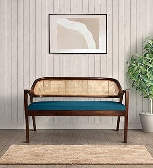 Enigma Bench Walnut Finish (Crowberry Blue)