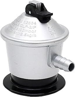 Com-Gas M10488 - Pressure Reducing Valve for Butane Gas Cylinder K-30, Silver and Black, 7.00x7.00x10.00 cm