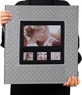RECUTMS Photo Album 4x6 600 Photos Black Inner Page Button Grain Leather Big Capacity Pockets Pictures Album Birthday Christmas Photo Albums Wedding Anniversary (Gray)