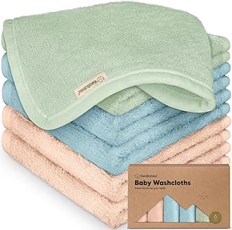 6-Pack Baby Washcloths - Soft Viscose Derived from Bamboo Washcloth, Baby Wash Cloth for Newborn, Kids, Bath Baby Towels, Face Towel, Face Cloths for Washing Face(Mellow)