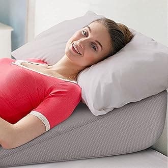 Bed Wedge Pillow | Unique Curved Design for Multi Position Use | Memory Foam Wedge Pillow for Sleeping | Works for Back Support, Leg, Knee | Includes Cover Plus Extra Sheet (Dark Grey)