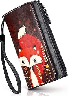 APHISONWomens RFID Blocking Wallet Card Holder Zipper Purse Wristlet Wallet for Women 2810（013-B）