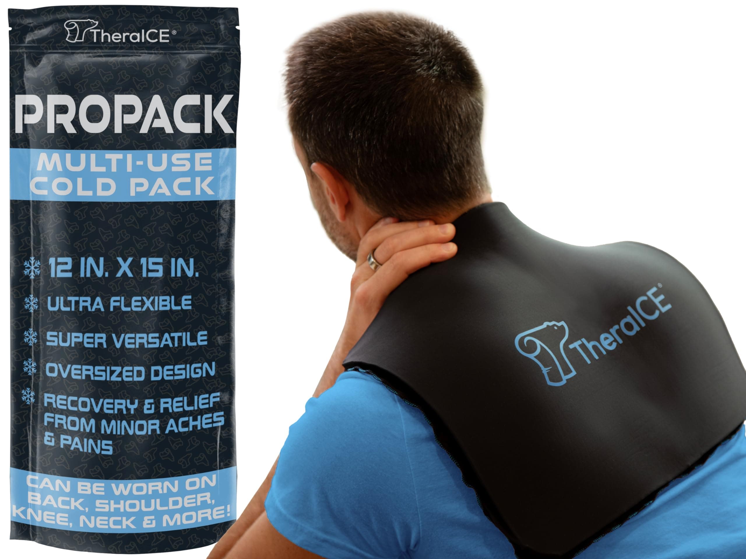 TheraICE PROpack Cold Therapy Reusable Cold Gel Ice Pack - Extra Large 12x15 - Great for Muscular Back Pain, Shoulder, Hip Knee - Oversized Multipurpose Cold Icepack for Minor Aches & Pains
