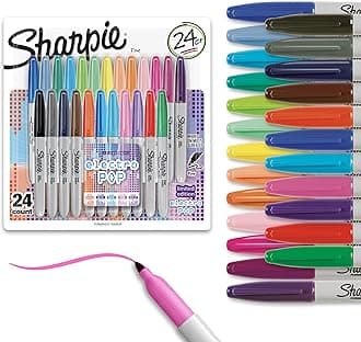 Electro Pop Permanent Markers, Fine Tip, Marker Set, Assorted Colors, 24 Count - Coloring, Drawing, Art, Markers, Writing