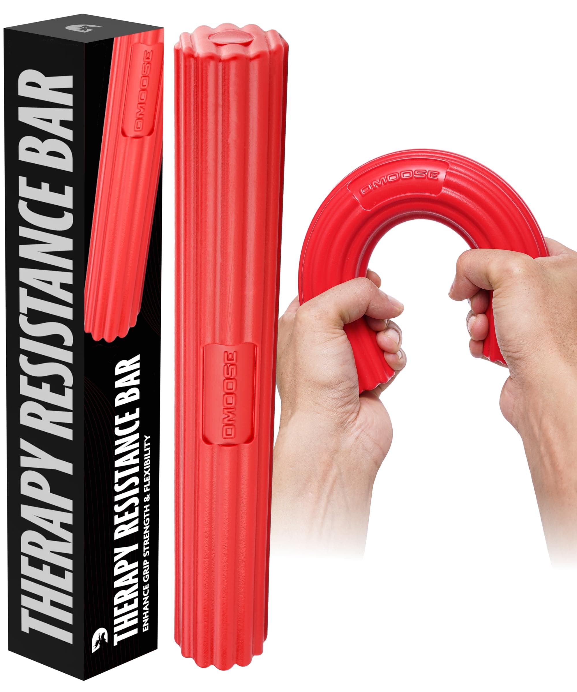 Flex Resistance Bar for Physical Therapy - Non-Slip Odorless Material, Exercise Bar for Tennis & Golfers Elbow Tendonitis Relief - Wrist and Forearm Strengthener & Grip Strength Trainer