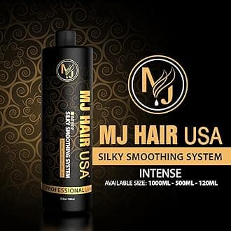 MJ Hair Silky Smoothing System,Professional Brazilian Keratin Treatment 16.9 oz for strong and curly hair (500 ml- black)