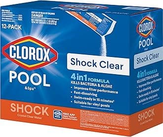 Clorox Pool & Spa Shock Clear, Swim-Ready in 15 Minutes, Fast-Dissolving for Crystal Clear Water 12-Pack