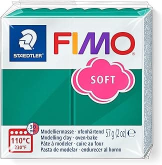 STAEDTLER 8020-56 FIMO Soft Oven-Hardening Polymer Modelling Clay - Emerald (1 x 57g Block)