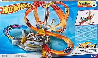 Toy Car Track Set Spin Storm, 3 Intersections for Crashing & Motorized Booster, 1:64 Scale Car