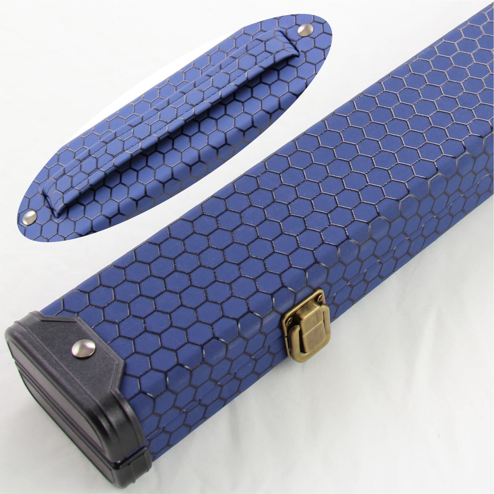 BLUE HONEYCOMB 2 Piece Hard Snooker Pool Cue Case